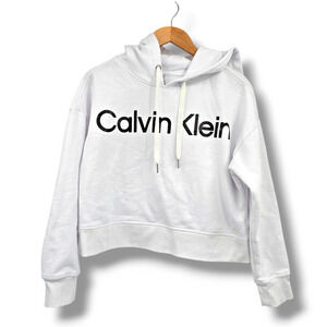 Calvin Klein Performance Women's Logo Cropped Oversized Hoodie Sweatshirt Size M